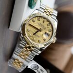 Rolex DateJust 18K Gold Wrapped Replica Watch Palm Leaf Dial GM 36mm - Image 3