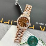 Rolex DateJust Gold Wrapped Moissanite Replica Watch With Chocolate Dial 31mm - Image 2
