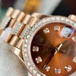 Rolex DateJust Gold Wrapped Moissanite Replica Watch With Chocolate Dial 31mm - Image 4