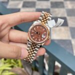Rolex DateJust Gold Wrapped Chocolate Dial Replica Watch Luminous Markers GMF 36mm - Image 4