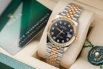 Rolex DateJust Black Dial Gold Wrapped Replica Watch GM Factory 36mm