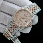 Rolex DateJust Imitation Watches 18K Gold Warapped + Full Moissanite Diamonds Hong Kong 36mm - Image 4
