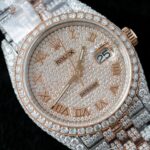 Rolex DateJust Imitation Watches 18K Gold Warapped + Full Moissanite Diamonds Hong Kong 36mm - Image 5