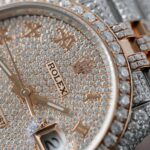 Rolex DateJust Imitation Watches 18K Gold Warapped + Full Moissanite Diamonds Hong Kong 36mm - Image 6
