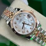 Rolex DateJust Replica Watch Gold Wrapped + MOP Dial Natural Diamond Markers GM Factory 31mm - Image 7