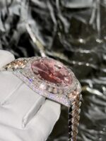 Rolex Replica Watch DateJust With Full Moissanite Diamond Pink Dial 41mm - Image 5