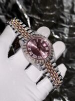Rolex Replica Watch DateJust With Full Moissanite Diamond Pink Dial 41mm - Image 2