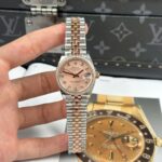 Rolex DateJust Women Demi Rose Gold Replica Watches Pink Dial THB Factory 31mm