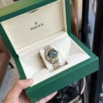 Rolex DateJust Replica Watch Demi Gold Green Leaf Dial 31mm - Image 7