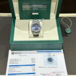 Rolex DateJust Replica Watch With Moissanite Diamond Blue Dial Clean 41mm