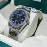 Rolex DateJust Replica Watch With Moissanite Diamond Blue Dial Clean 41mm - Image 4