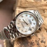 Rolex DateJust Replica Watch Natural Mother of Pearl Dial Moissanite Markers 41mm - Image 5