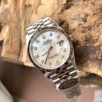 Rolex DateJust Replica Watch Natural Mother of Pearl Dial Moissanite Markers 41mm - Image 2