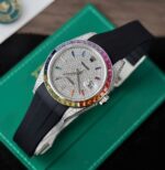 Rolex DateJust Rainbow Fake Watch Rubber Strap 41mm - Image 3