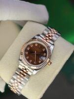 Rolex DateJust Lady Replica Watch Custom Gold Wrapped Chocolate Dial GM Factory 28mm - Image 3