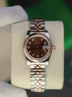Rolex DateJust Lady Replica Watch Custom Gold Wrapped Chocolate Dial GM Factory 28mm - Image 2