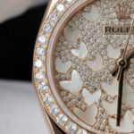 Rolex DateJust Butterfly Dial Copies Watches Rose Gold Wrapped 18K + Diamonds Moissanite 31mm - Image 6
