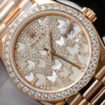 Rolex DateJust Butterfly Dial Copies Watches Rose Gold Wrapped 18K + Diamonds Moissanite 31mm - Image 4