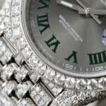Rolex DateJust Best Copies Watch Dial Wimbledon Custom Full Moissanite Diamonds 41mm - Image 5