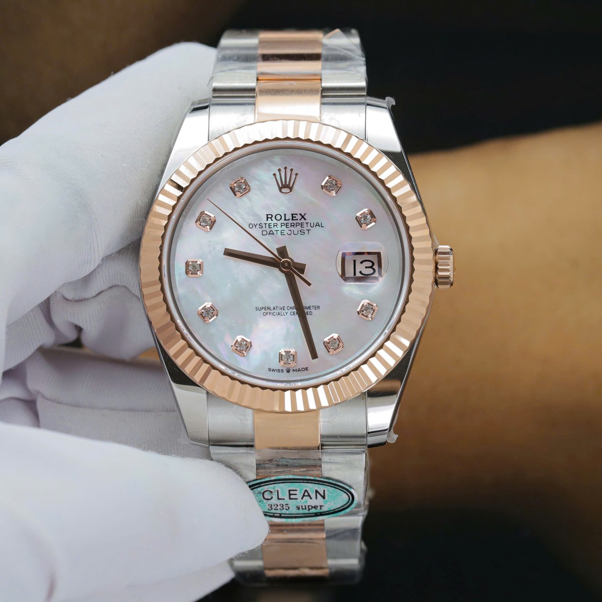 Dong-Ho-Rolex-DateJust-Mat-Xa-Cu-Replica-11-Demi-Vang-Hong-Day-Oyster-Xuong-Clean-41mm-3.jpg Rolex DateJust MOP Dial Replica Watches Demi Rose Gold Oyster Strap Clean Factory 41mm - Image 1