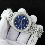 Rolex DateJust Blue Dial Copies Watches Custom Moissanite Diamonds 36mm - Image 2