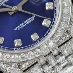 Rolex DateJust Blue Dial Copies Watches Custom Moissanite Diamonds 36mm - Image 6