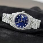 Rolex DateJust Blue Dial Copies Watches Custom Moissanite Diamonds 36mm - Image 3
