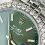 Rolex DateJust Green Dial Copies Watch Moissanite Diamonds Custom Clean Factory 41mm - Image 5