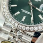 Rolex DateJust Green Dial Copies Watch Moissanite Diamonds Custom Clean Factory 41mm - Image 6