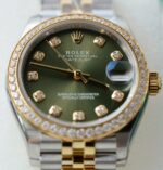 Rolex DateJust Green Dial Replica Watches Bezel Diamonds CZ THB Factory 31mm - Image 5