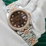 Rolex DateJust  Men Chocolate Dial Replica Watches Bezel Diamonds Moissanite Clean Factory 41mm - Image 2