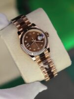 Rolex DateJust Women Copies Watches Gold Wrapped Chocolate Dial GM Factory 28mm - Image 2