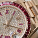 Rolex DateJust Women Custom Gold Wrapped + Ruby Baguette + Diamonds Moissanite 31mm - Image 6