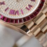 Rolex DateJust Women Custom Gold Wrapped + Ruby Baguette + Diamonds Moissanite 31mm - Image 7