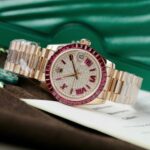 Rolex DateJust Women Custom Gold Wrapped + Ruby Baguette + Diamonds Moissanite 31mm - Image 4