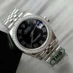 Rolex DateJust Replica Watches Black Dial Bezel Moissanite Diamonds CZ THB Factory 31mm - Image 3