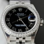 Rolex DateJust Replica Watches Black Dial Bezel Moissanite Diamonds CZ THB Factory 31mm - Image 5