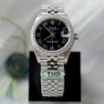 Rolex DateJust Replica Watches Black Dial Bezel Moissanite Diamonds CZ THB Factory 31mm