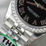 Rolex DateJust Replica Watches Black Dial Bezel Moissanite Diamonds CZ THB Factory 31mm - Image 6