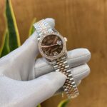 Rolex DateJust Women-s High Quality Fake Watch With Diamonds Chocolate Dial 31mm