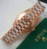 Rolex DateJust Women Dial Chocolate Copies Watches Custom Moissanite Diamonds + 18K Gold Wrapped 31mm - Image 9