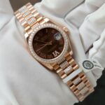 Rolex DateJust Women Dial Chocolate Copies Watches Custom Moissanite Diamonds + 18K Gold Wrapped 31mm - Image 2