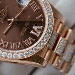 Rolex DateJust Women Dial Chocolate Copies Watches Custom Moissanite Diamonds + 18K Gold Wrapped 31mm - Image 6