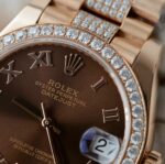 Rolex DateJust Women Dial Chocolate Copies Watches Custom Moissanite Diamonds + 18K Gold Wrapped 31mm - Image 5
