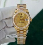 Rolex DateJust Women Dial Yellow Imitation Watches Gold Wrapped + Moissanite Diamonds GMF 31mm - Image 2