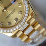 Rolex DateJust Women Dial Yellow Imitation Watches Gold Wrapped + Moissanite Diamonds GMF 31mm - Image 6