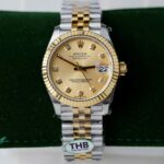 Rolex DateJust Luxury Replica Watch Yellow Champagne Dial THB Factory 31mm