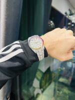 Rolex DateJust Rainbow Replica Watch Custom Moissanite Diamonds 41mm - Image 8