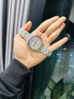 Rolex DateJust Rainbow Replica Watch Custom Moissanite Diamonds 41mm - Image 3