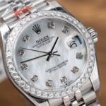 Rolex DateJust Replica Watch Mother Of Pearl Dial With Moissanite Bezel 31mm - Image 4
